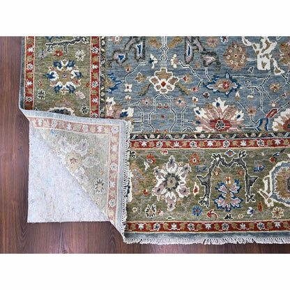 9'X11'10" Gray Heris All Over Design Hand Knotted Pure Wool Oriental Rug