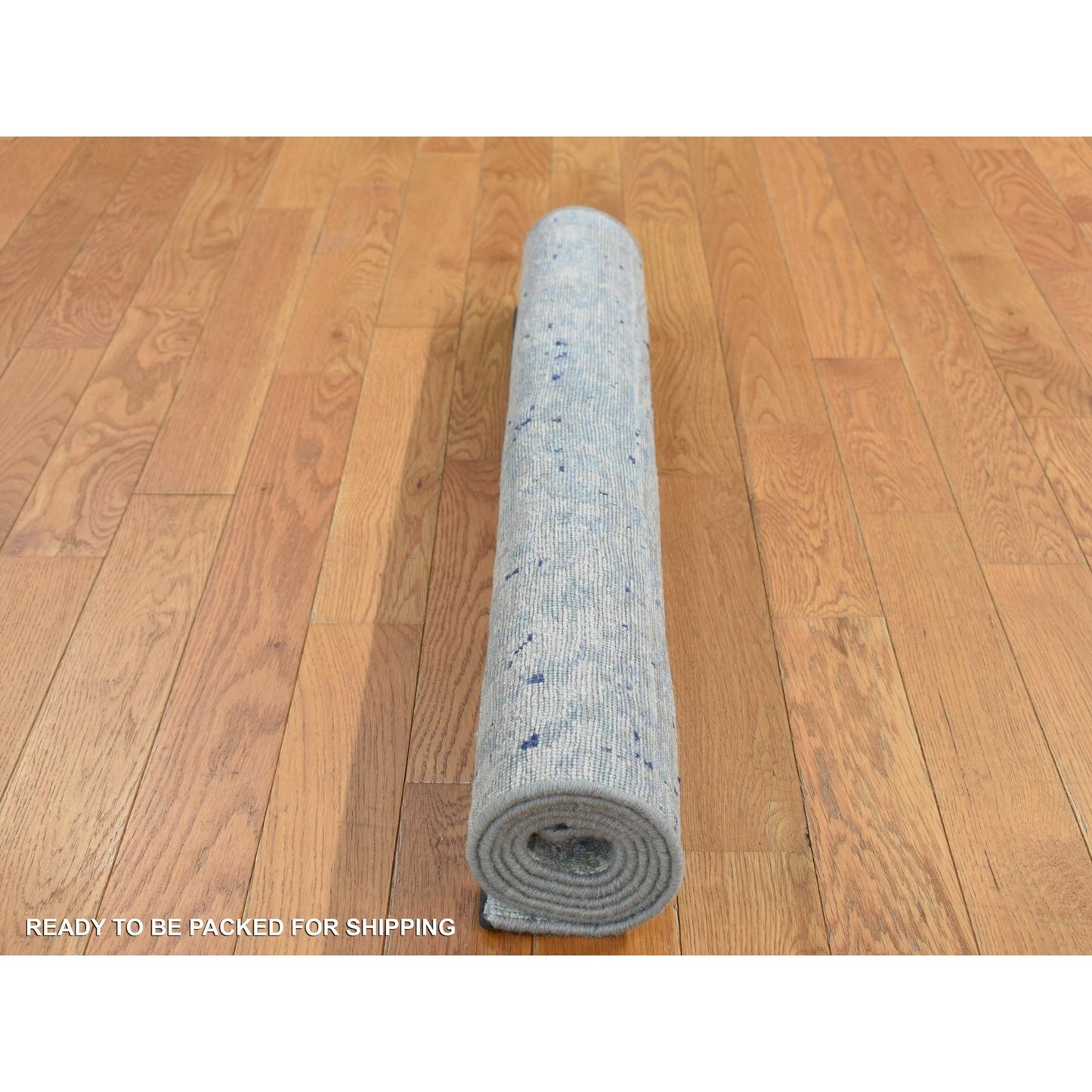 3'X4'10" Blue Cypress Trees Design Silk With Wool Hand Knotted Rug