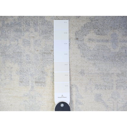 4'1"X5'8" Ivory White Wash Peshawar Faded Colors Wool Hand Knotted Rug