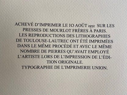 Henri De Toulouse-Lautrec Lithograph Coa Mourlot 1952 Signed