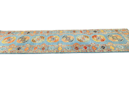Hand-Knotted Kazak Runner Rug 2'11X9'2 Ft