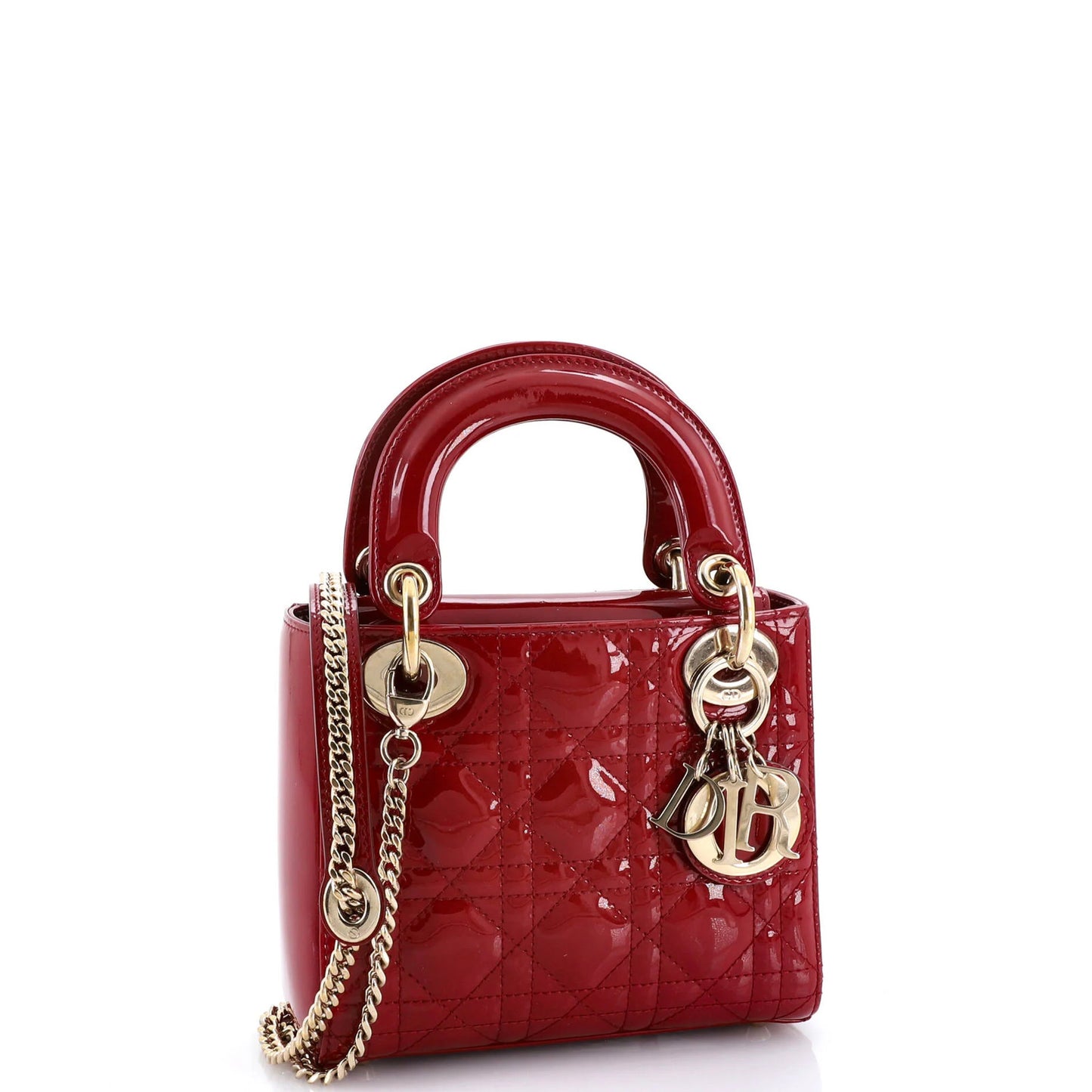 Christian Dior Lady Dior Chain Bag Cannage Quilt Patent Mini