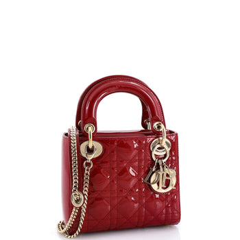 Christian Dior Lady Dior Chain Bag Cannage Quilt Patent Mini