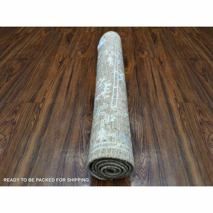 3'1"X5' Brown Hand Knotted Afghan Angora Oushak Organic Wool Oriental Rug