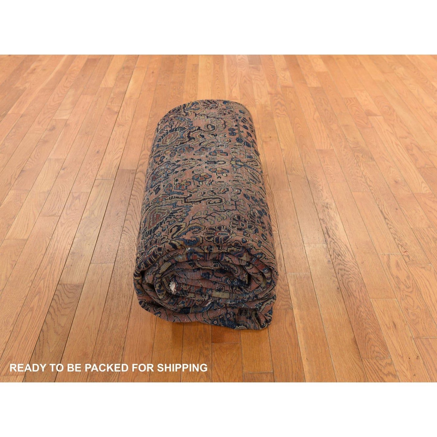 9'10"X13'7" Coral Salmon Antique Zoroastrian Pure Wool Hand Knotted Rug