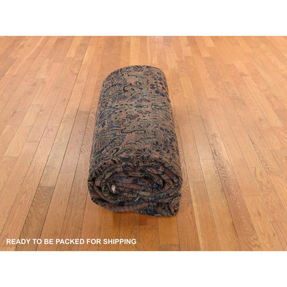 9'10"X13'7" Coral Salmon Antique Zoroastrian Pure Wool Hand Knotted Rug