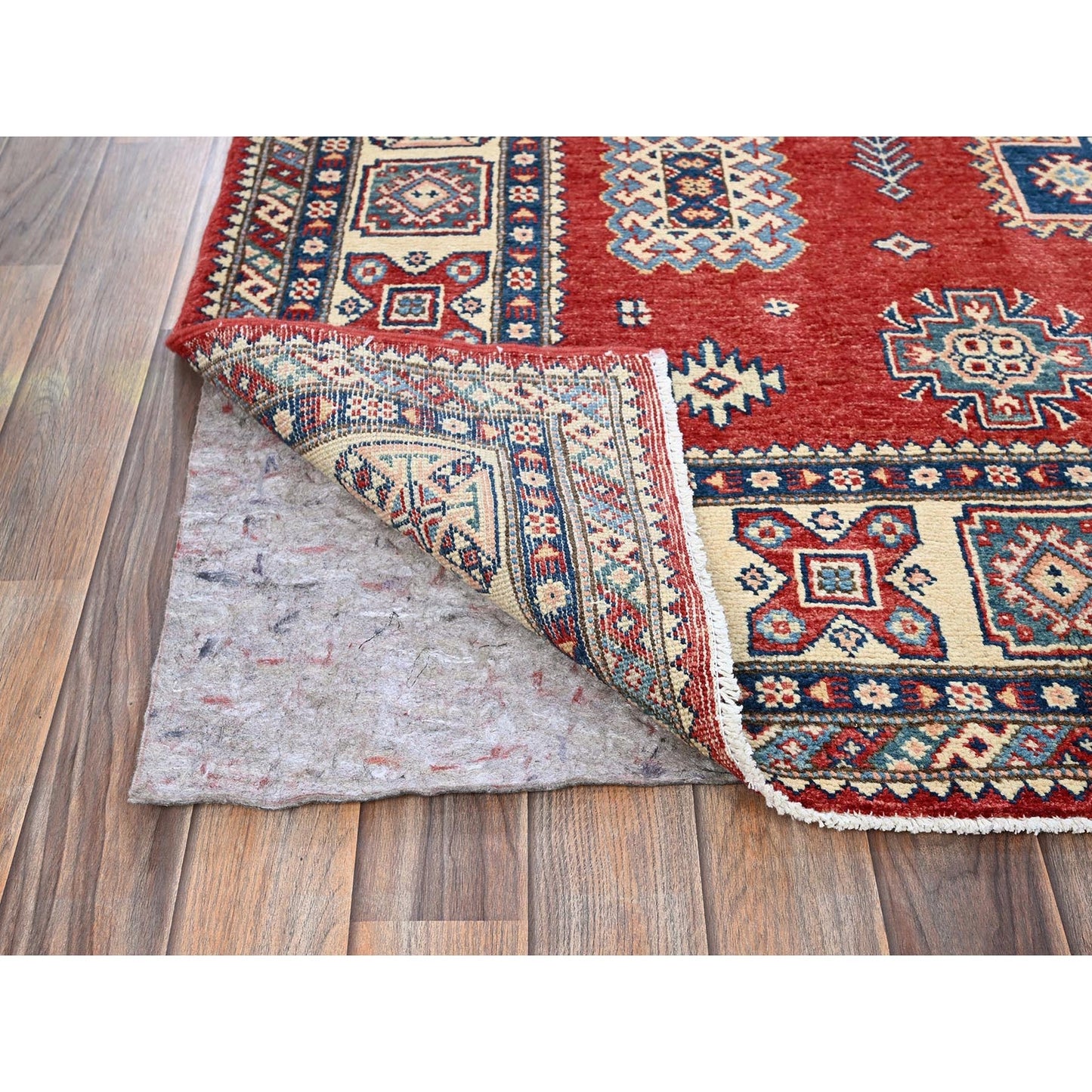 6'X9' Red Afghan Special Kazak Medallions Design 100% Wool Hand Knotted Rug