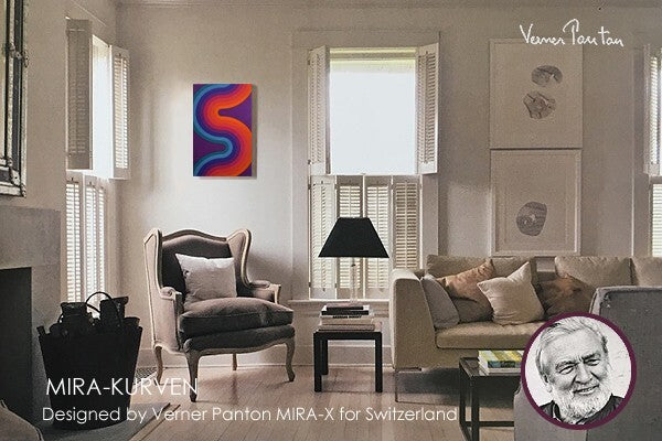 Vintage Verner Panton Mira X Kurven 21In Multi Wall Art Board Fabric Mid Century