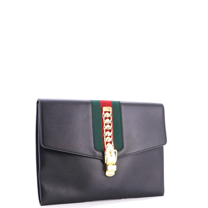 Gucci Sylvie Clutch Leather Maxi