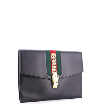 Gucci Sylvie Clutch Leather Maxi