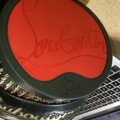 Christian Louboutin Marie Jane Bucket Bag Studded Satin And Leather