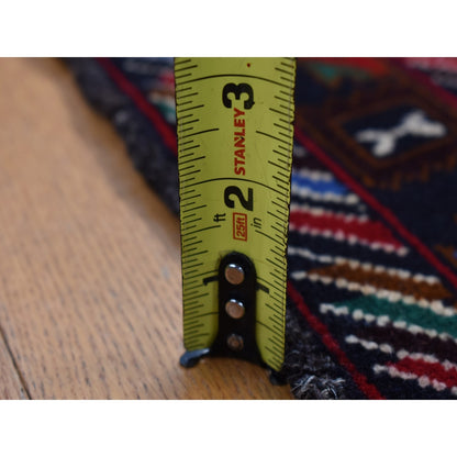 3'7"X6'6" Brown Afghan Baloch Geometric Design Pure Wool Hand Knotted Rug