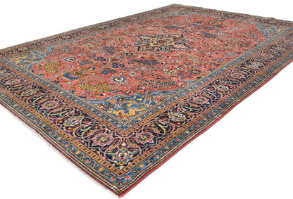 Hand-Knotted Vintage Oriental Rug Floral Classic