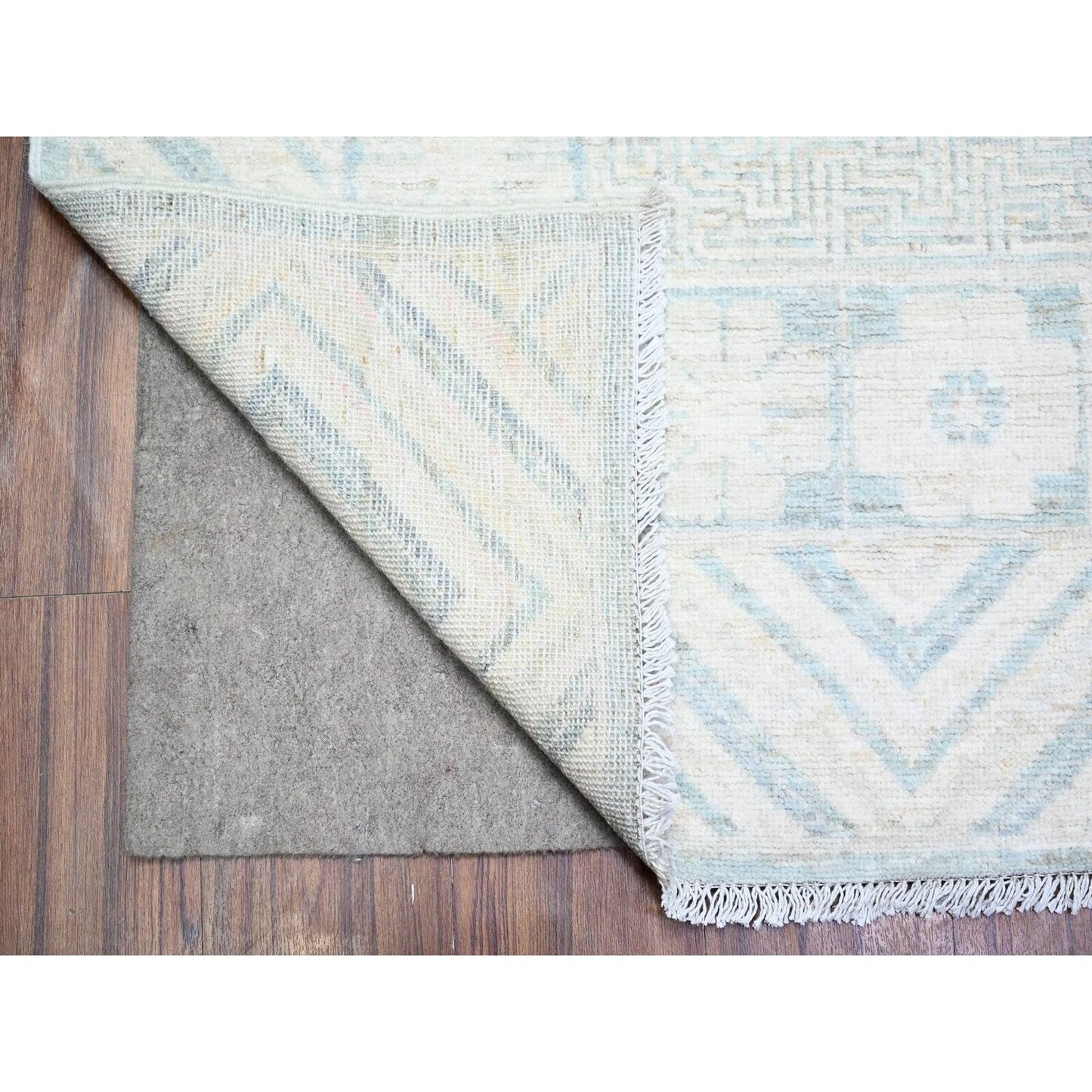 8'10"X11'3" Stone Blue Washed Out Peshawar Hand Knotted Pure Wool Rug