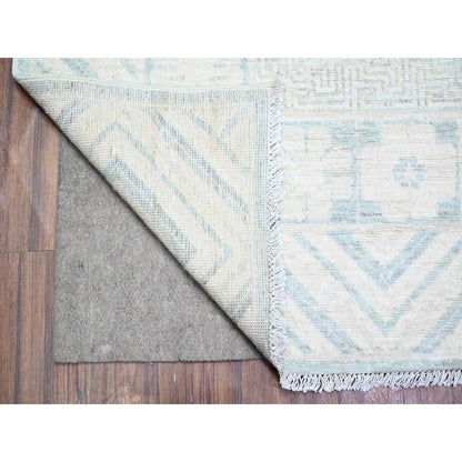 8'10"X11'3" Stone Blue Washed Out Peshawar Hand Knotted Pure Wool Rug