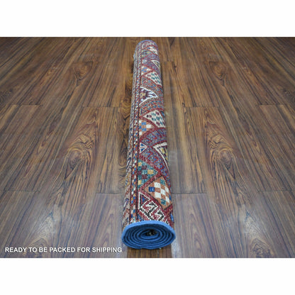 3'6"X5'5" Blue Hand Knotted Afghan Super Kazak Extra Soft Wool Rug