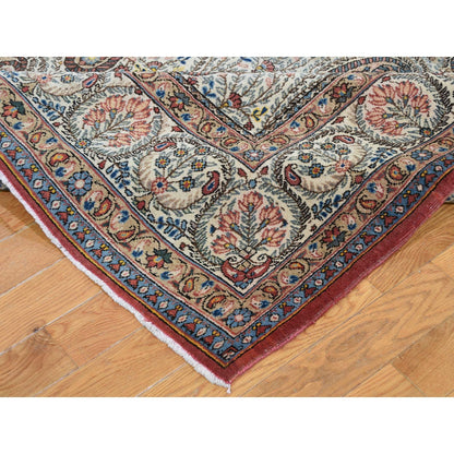 6'3"X8'9" Ivory Antique Good Condition Paisley Design Oriental Rug
