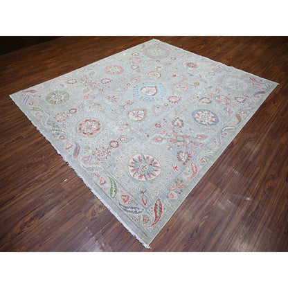 8'1"X9'3" Tan Color Finer Peshawar Pure Wool Hand Knotted Oriental Rug