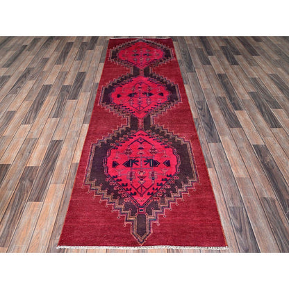 2'8"X8'3" Pink Overdyed Vintage Zoroastrian Wool Hand Knotted Runner Rug
