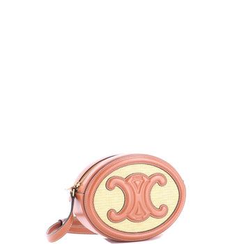 Celine Triomphe Oval Crossbody Bag Straw And Leather