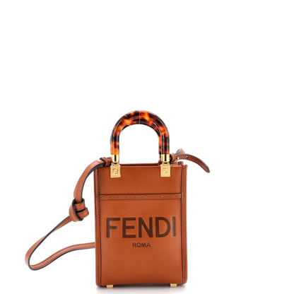 Mini Fendi Sunshine Shopper Tote Leather