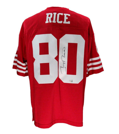 Jerry Rice Hof Autographed Red Mitchell & Ness Football Jersey 49Ers Fanatics