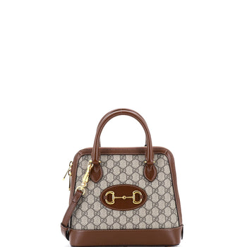Gucci Horsebit 1955 Top Handle Bag Gg Coated Canvas With Leather Small