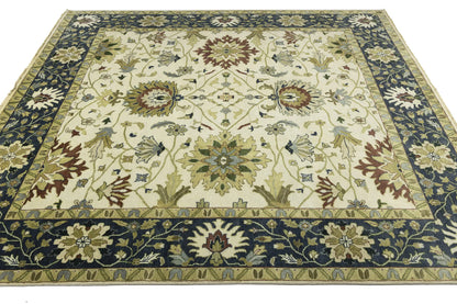 10X10 Ft Square Handmade Cream Floral Chobi