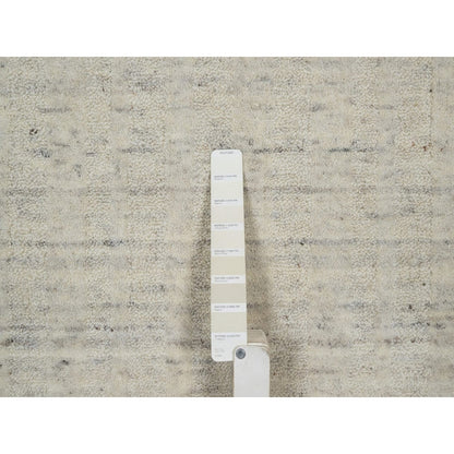 5'X5' Ivory Hand Loomed Rug Salt And Pepper Effect Undyed Pure Wool Round