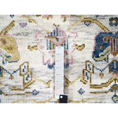 12'X17'9" Ivory Oushak Mahal Design Hand Knotted Oversize Oriental Rug