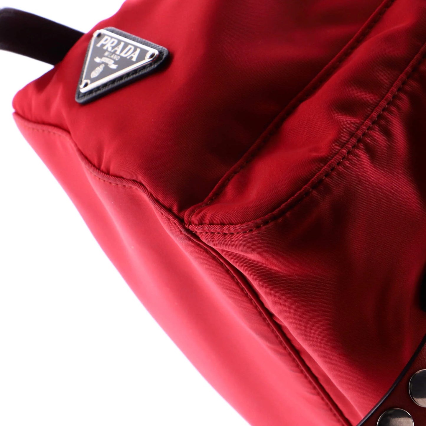 Prada New Vela Backpack Tessuto With Studded Leather