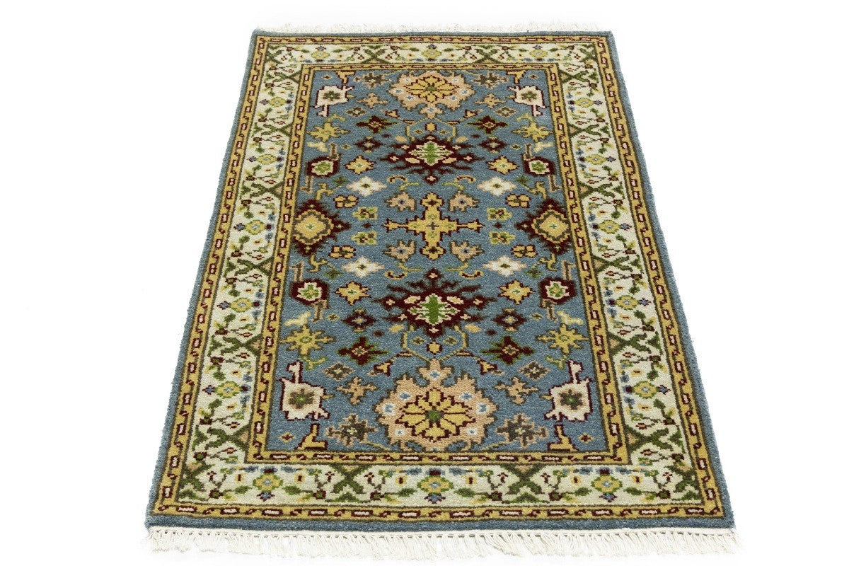 Hand-knotted gray floral chobi rug oriental farmhouse decor carpet
