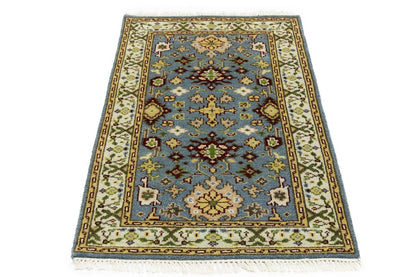 Hand-knotted gray floral chobi rug oriental farmhouse decor carpet