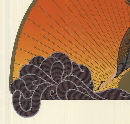 Erte Sunrise " Poster Art Deco Multicolor Orange Yellow Gray