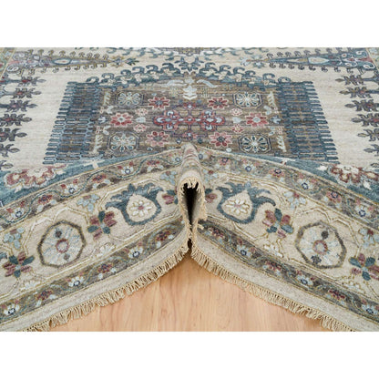 9'8"X10' Winter White Hand Knotted Viss Design Wool Square Oriental Rug