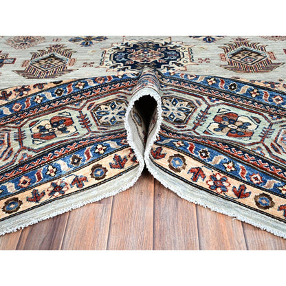 10'X13'8" Wickham Gray Hand Knotted Wool Afghan Super Kazak Oriental Rug