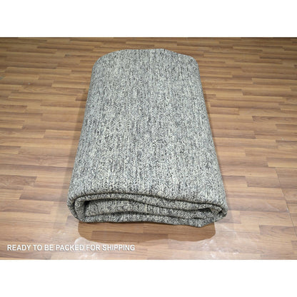 Rug 9'2"x12'1" Gray Geometric Garden Pattern Agra Hand Knotted Pure Wool