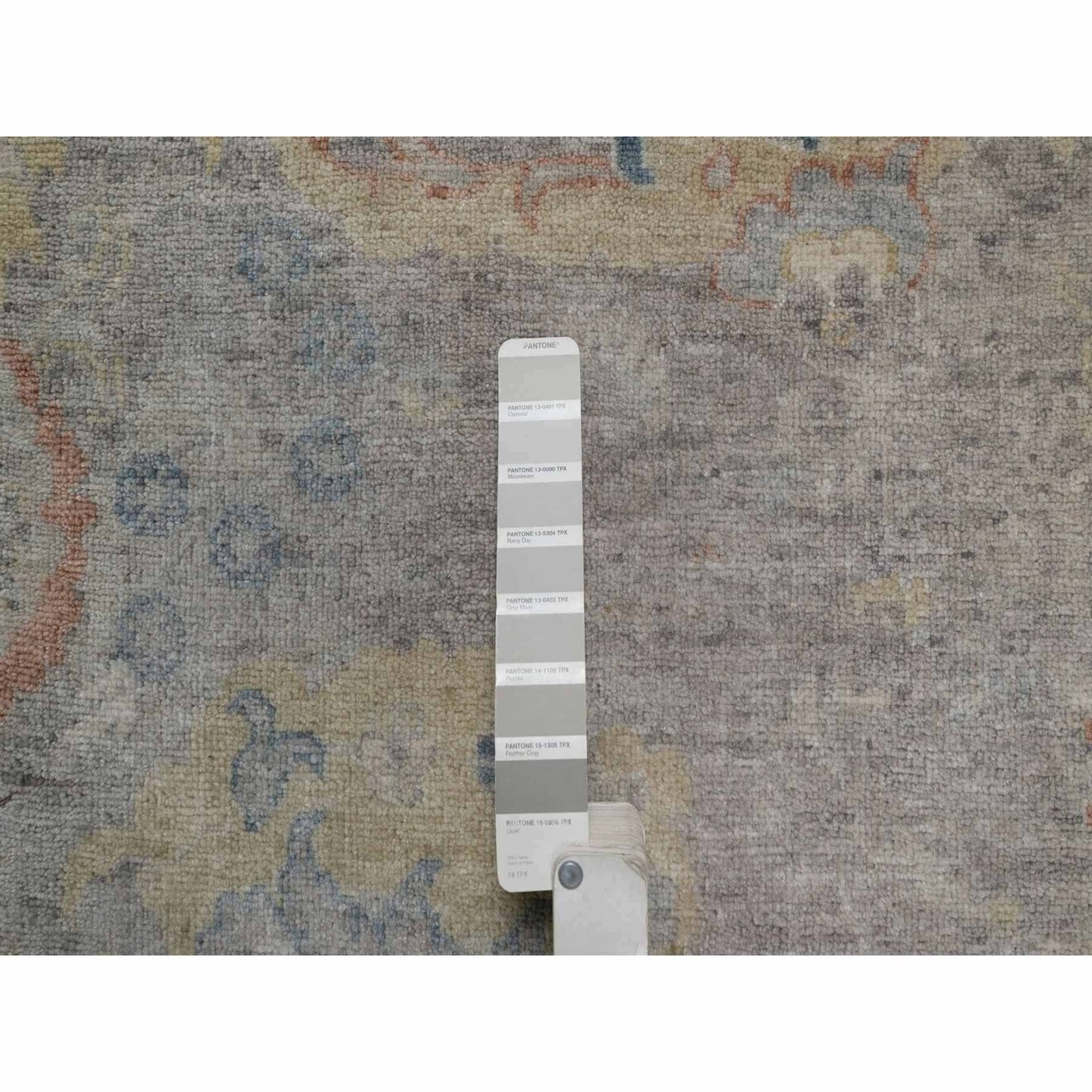 Rug 2'x3'1" Beige Broken Pattern with Oushak Design Hand Knotted Mat Wool