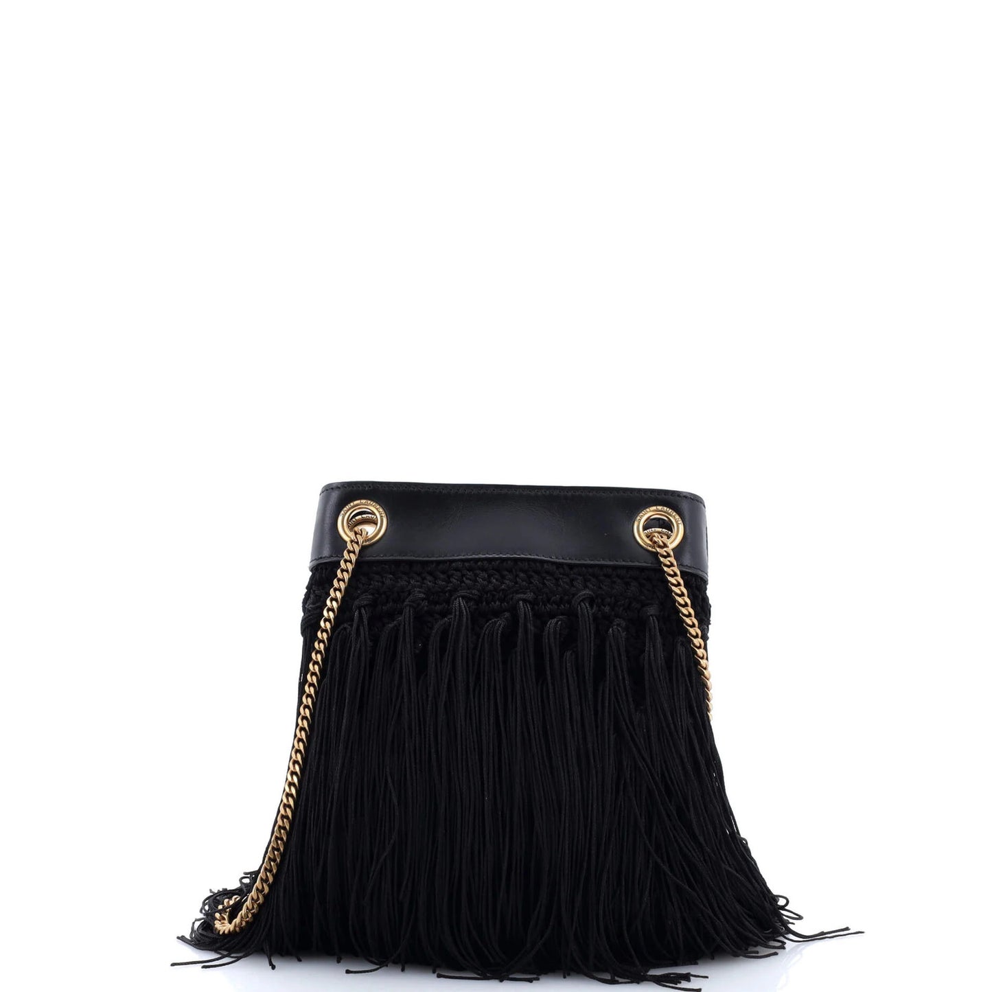 Saint Laurent Grace Fringe Hobo Leather And Crochet Small