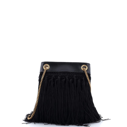 Saint Laurent Grace Fringe Hobo Leather And Crochet Small