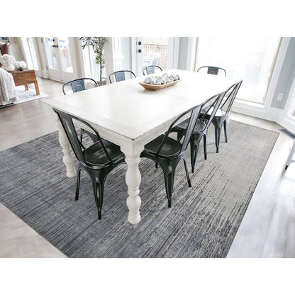 9'X11'10" Medium Gray Vertical Ombre Design Pure Silk Hand Knotted Rug