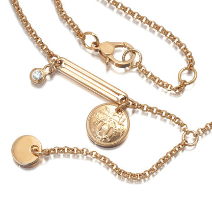 Hermes Necklace Ex-Libris Diamond Tpm 18K 750 Rose Gold