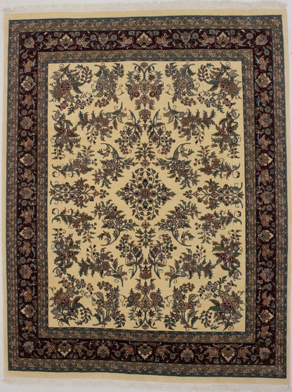 Classic Beige Floral Design Hand-Knotted Oriental