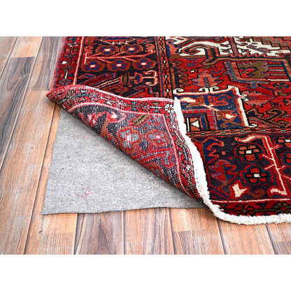 7'10"X11'4" Red Hand Knotted Cleaned Evenly Worn Vintage Oriental Rug