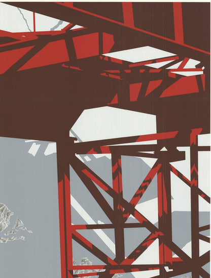 Allan D'Arcangelo Red Bridge Signed " Serigraph Pop Art Gray, Red