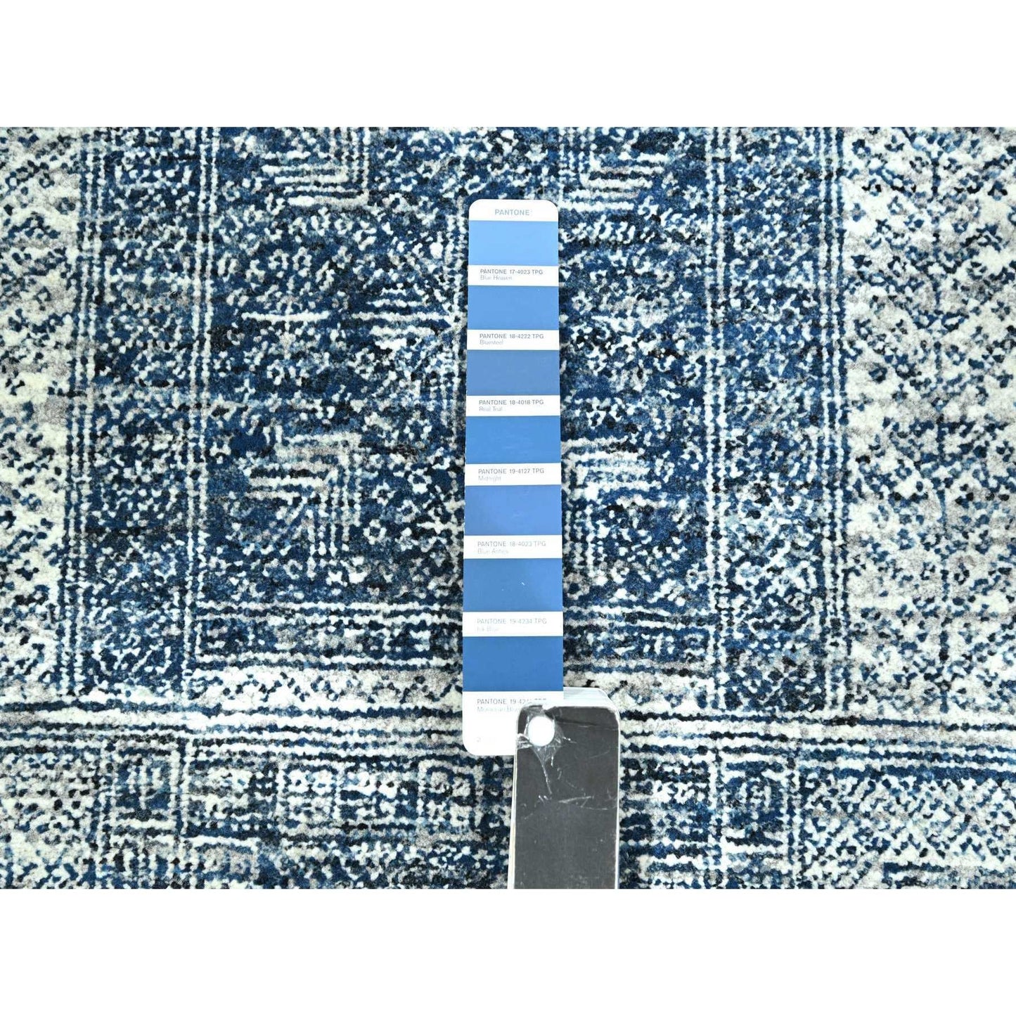 8'1"X10'2" Aegean Blue Garden Design Agra Hand Knotted 100% Wool Rug