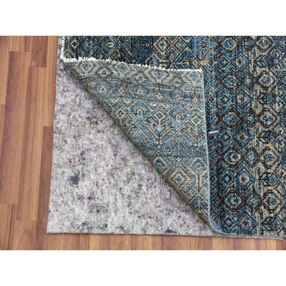 2'6"X6'1" Blue 100% Wool Hand Knotted Kohinoor Herrita Design Runner Rug