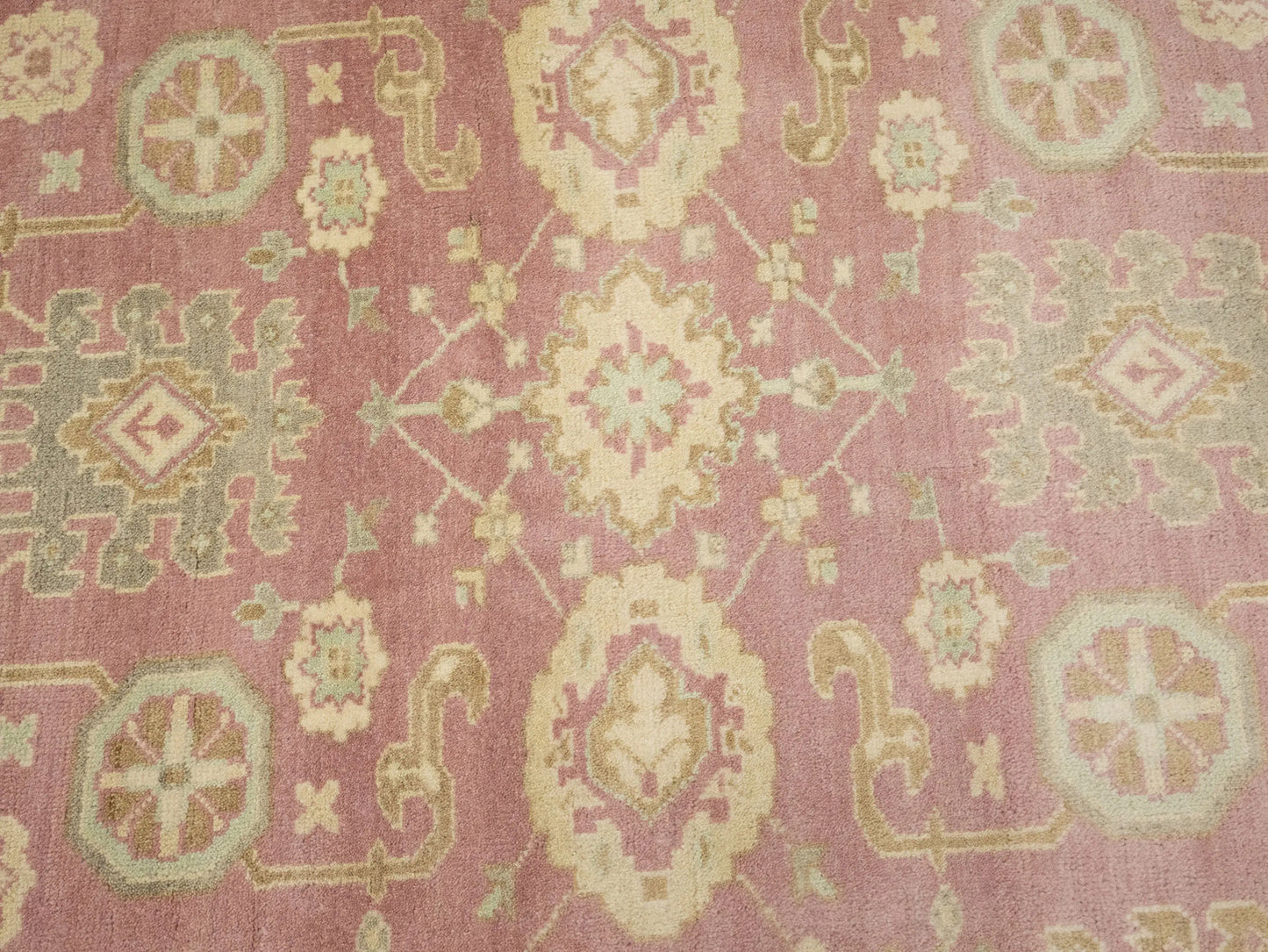 Hand-Knotted Oushak Chobi Oriental Rug Floral Muted Dcor Carpet 9X12 ft