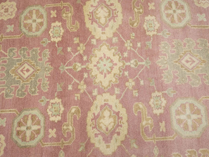 Hand-Knotted Oushak Chobi Oriental Rug Floral Muted Dcor Carpet 9X12 ft