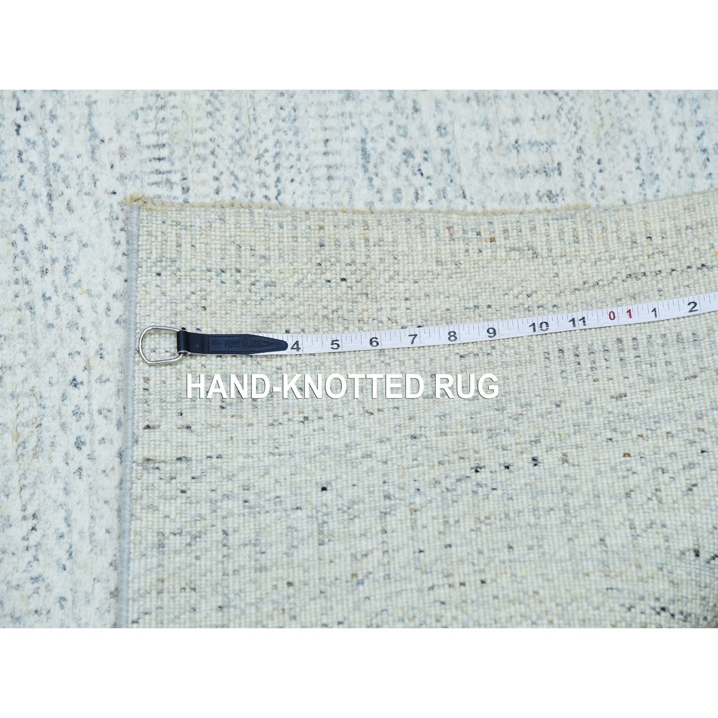 Rug 2'7"x13'9" Owl Gray Hand Knotted Grass Design Undyed Pure Wool Runner